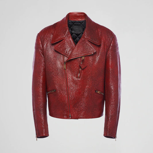 New Women's Lambskin Red Motorcycle leather biker jacket