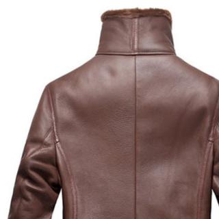 New Men Sheepskin Stylish Double Breasted Shearling Leather Coat