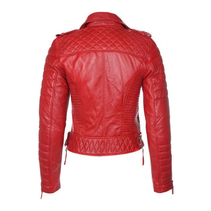 New Women RAF Lambskin Red B3 Biker Leather Jacket