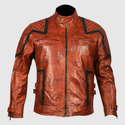 New Men Brown Motorcycal Leather Biker Jacket