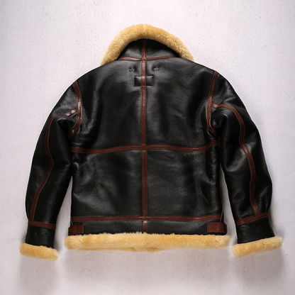 B3 Shearling Bomber Wool Collar Coat Vintage Military Leather jacket For Men