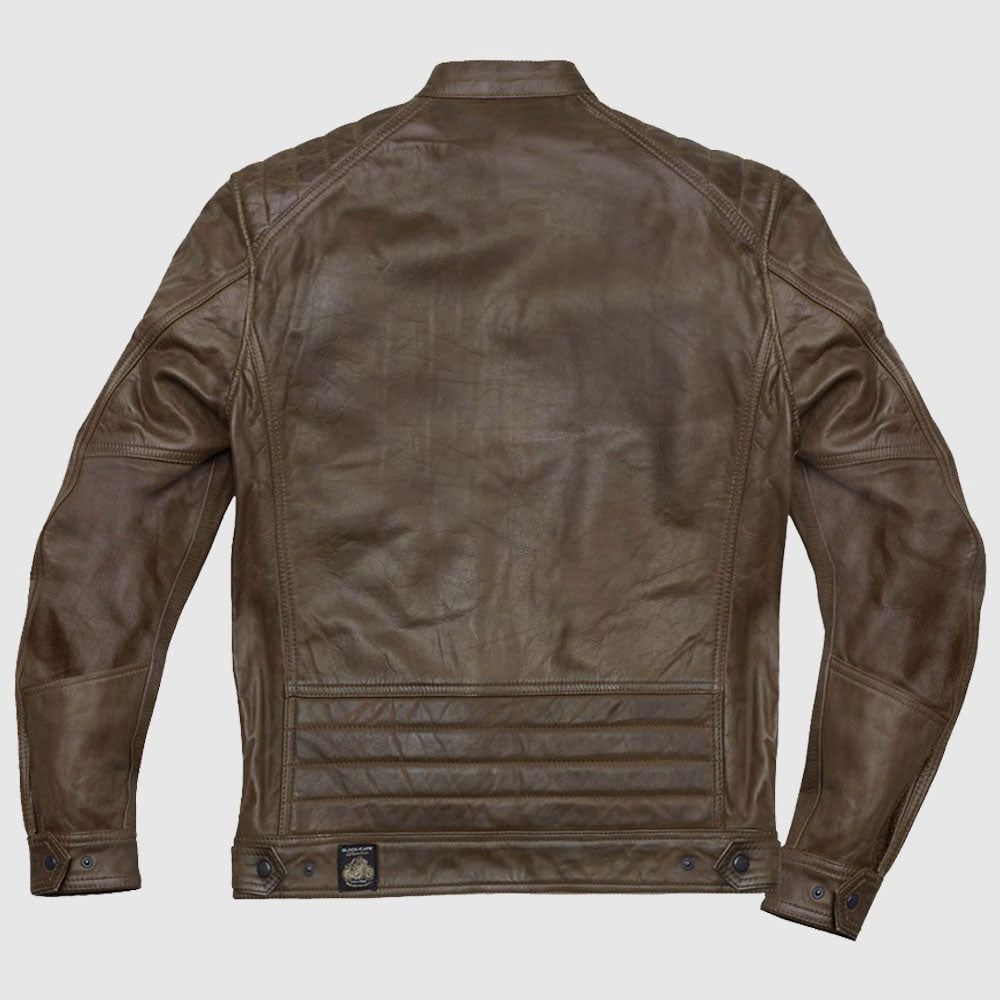 Motorcycle Brown Leather Cafe Racer Style Jacket For Men’s