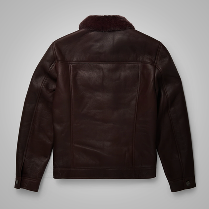 Mens Aviator Sheepskin RAF B3 Waxed Bomber Shearling Style Leather Biker Jacket
