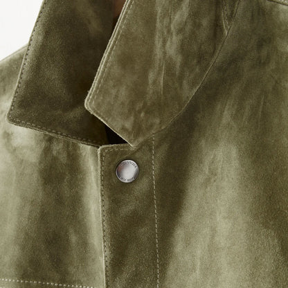 New Men’s Green Sheepskin Western Cowboy Suede Style Leather Bomber Jacket