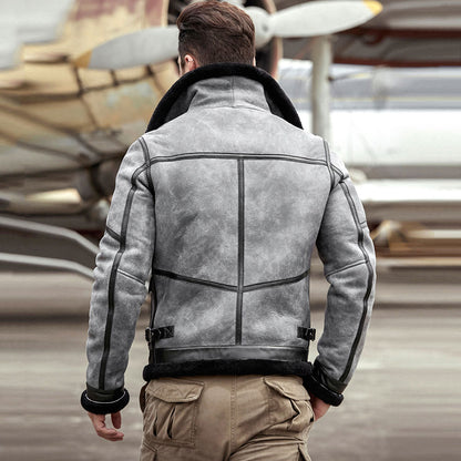 New Stylish B3 Bomber Aviator Flying Real Sheepskin Leather Jacket For Men's